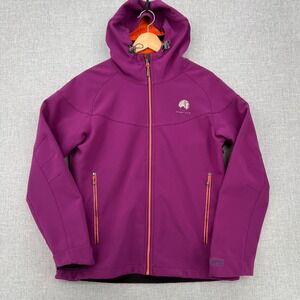 Mishmi Takin Softshell Jacket Women Large Purple 4-Way Stretch Hooded Hiking